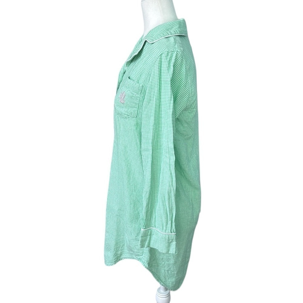 Lauren Ralph Lauren Check Green Sleep Shirt Size Small - Picture 2 of 13